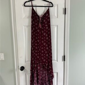 Xhilaration Burgundy Floral High Low Dress